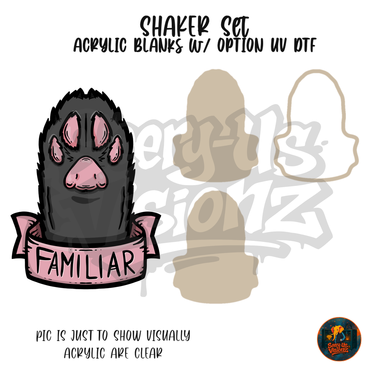 Familiar Black Cat Paw shaker set acrylic blanks