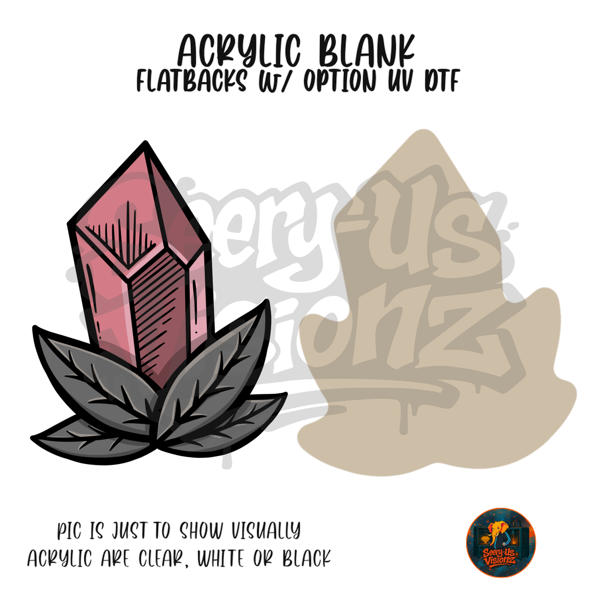 Pink Crystal Leaves acrylic blank, Acrylic & UV DTF Print