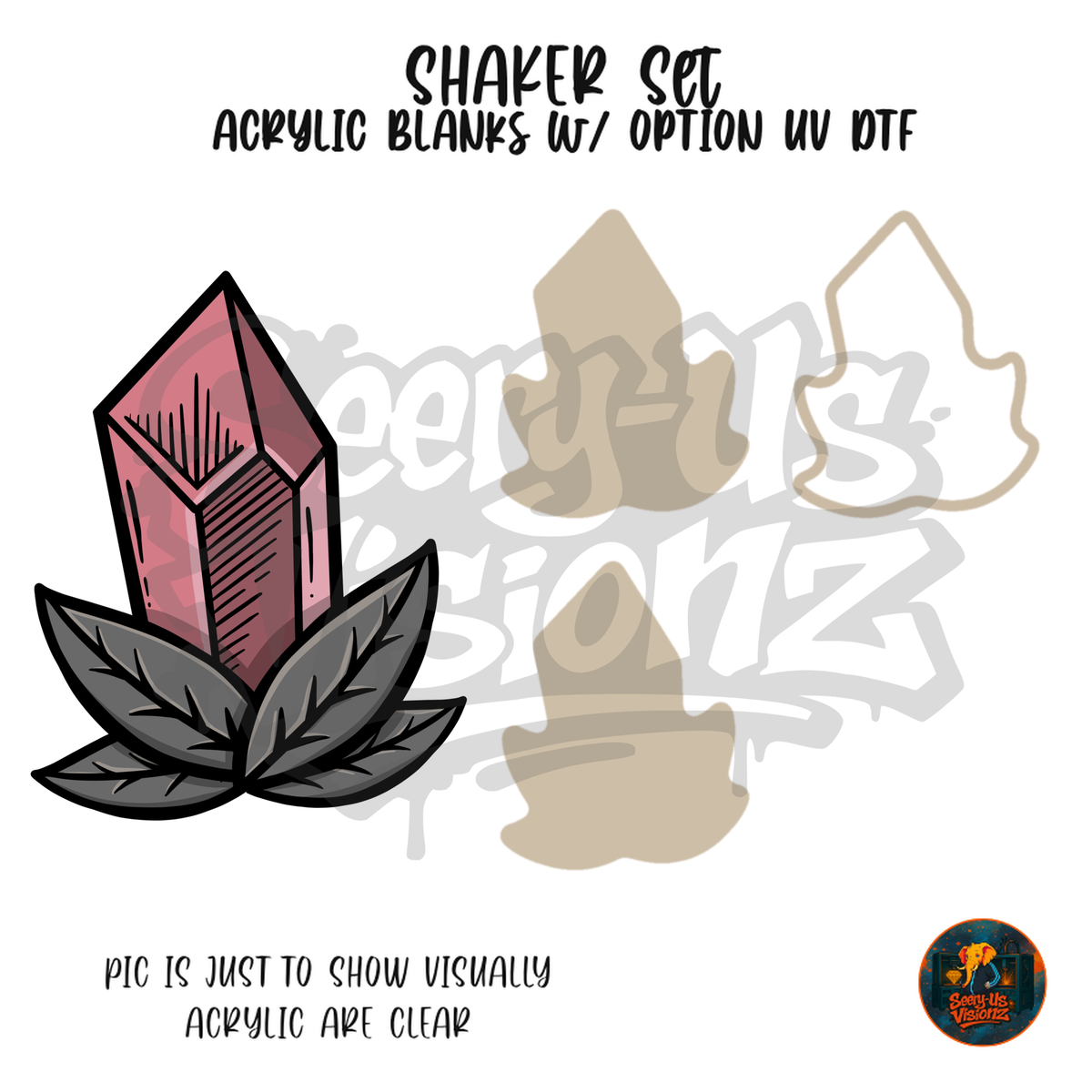 Pink Crystal Leaves shaker set acrylic blanks