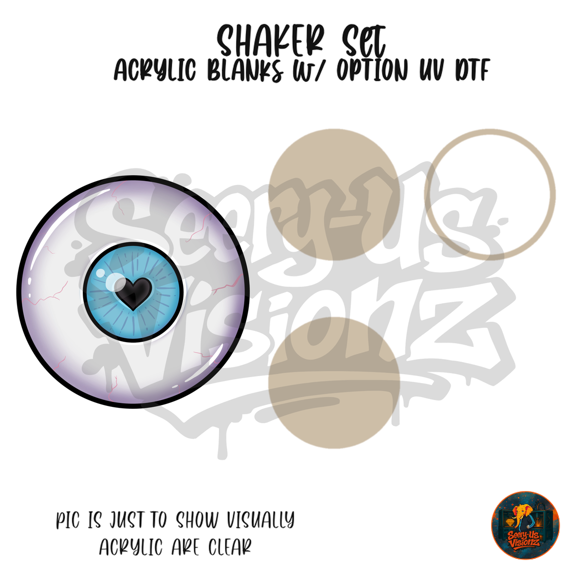 Heart Pupil Eyeball shaker set acrylic blanks