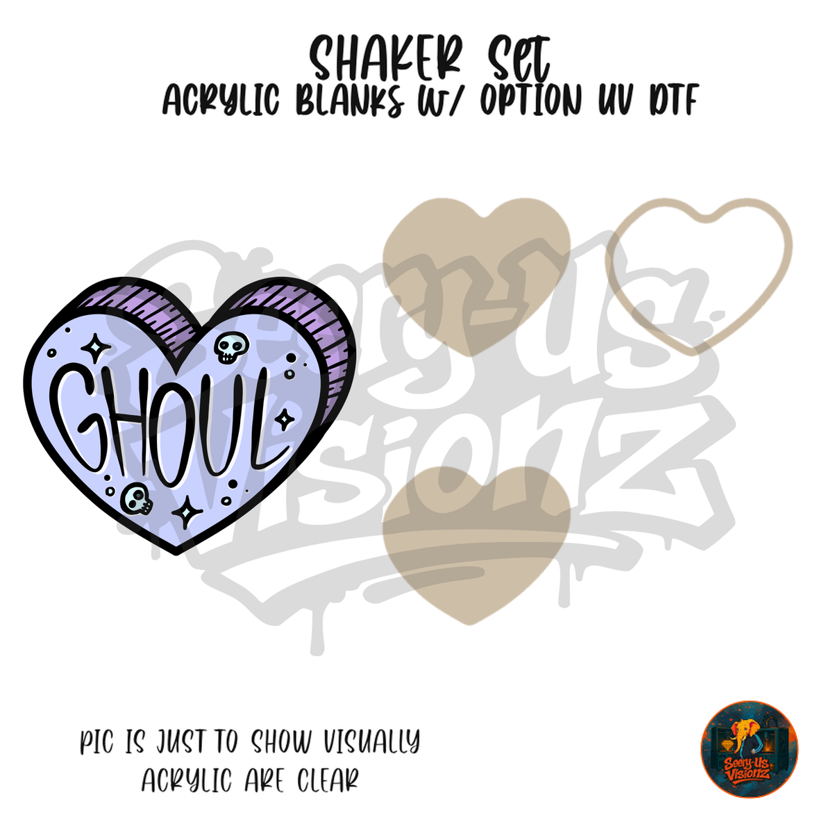 Ghoul Lilac Heart shaker set acrylic blanks