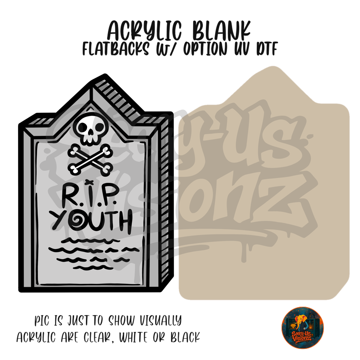 RIP Youth Tombstone acrylic blank, Acrylic & UV DTF Print