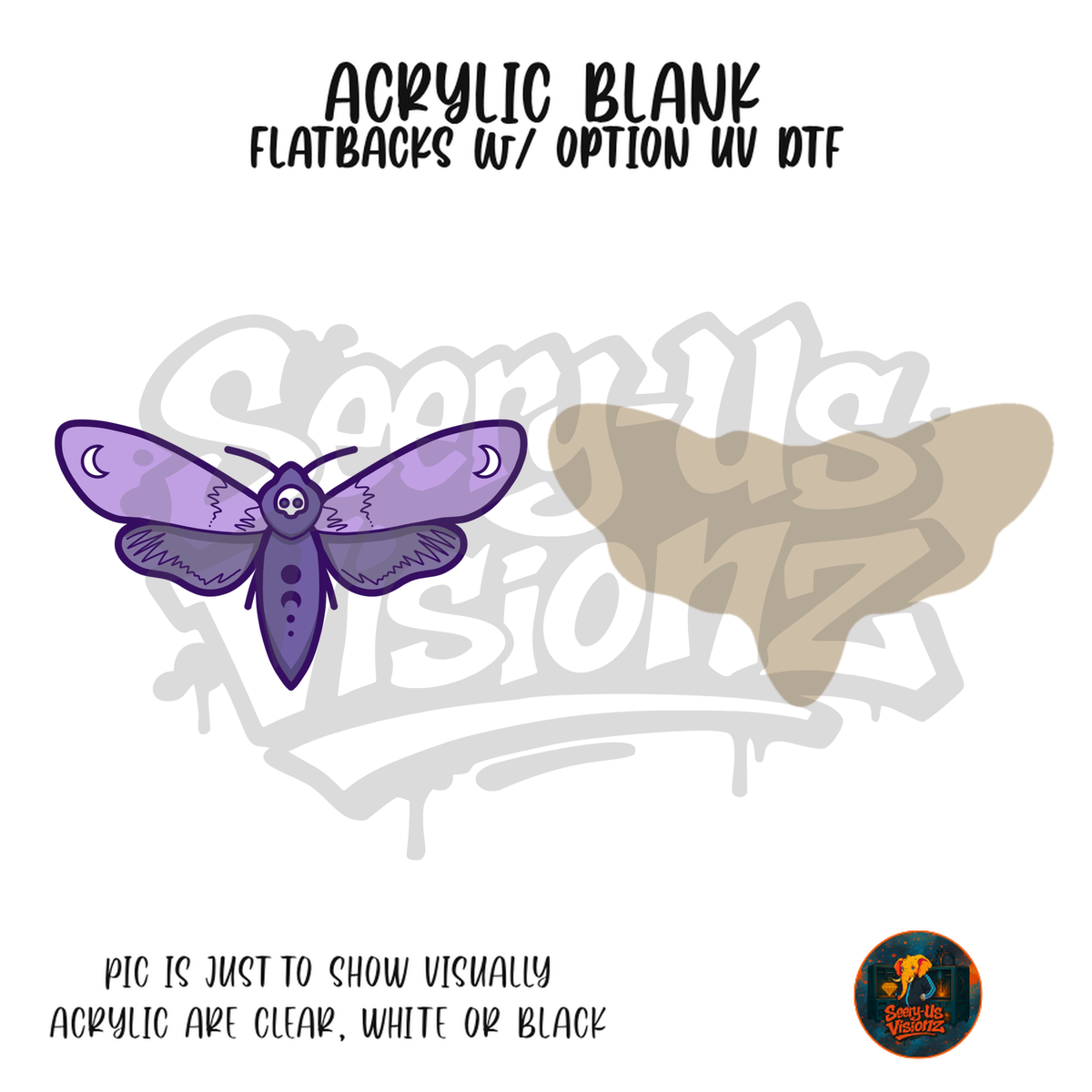 Purple Lunar Moth acrylic blank, Acrylic & UV DTF Print