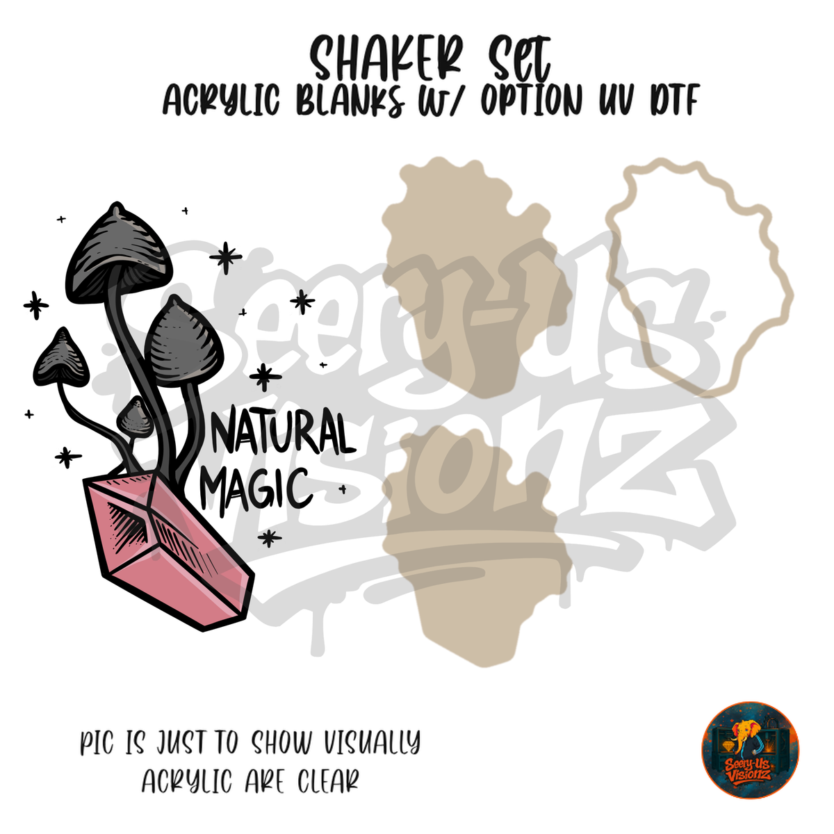 Natural Magic Mushrooms shaker set acrylic blanks
