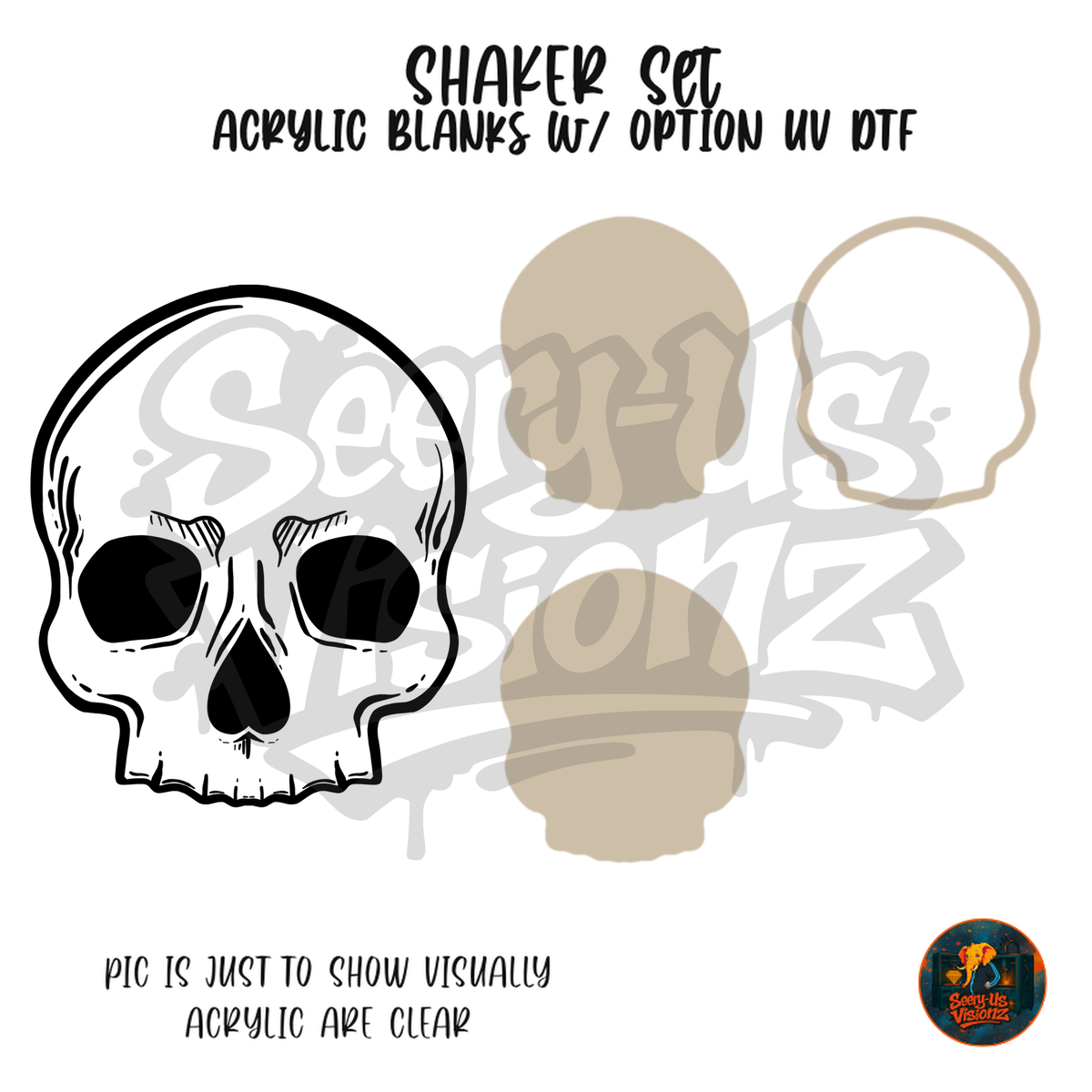 Classic White Skull shaker set acrylic blanks