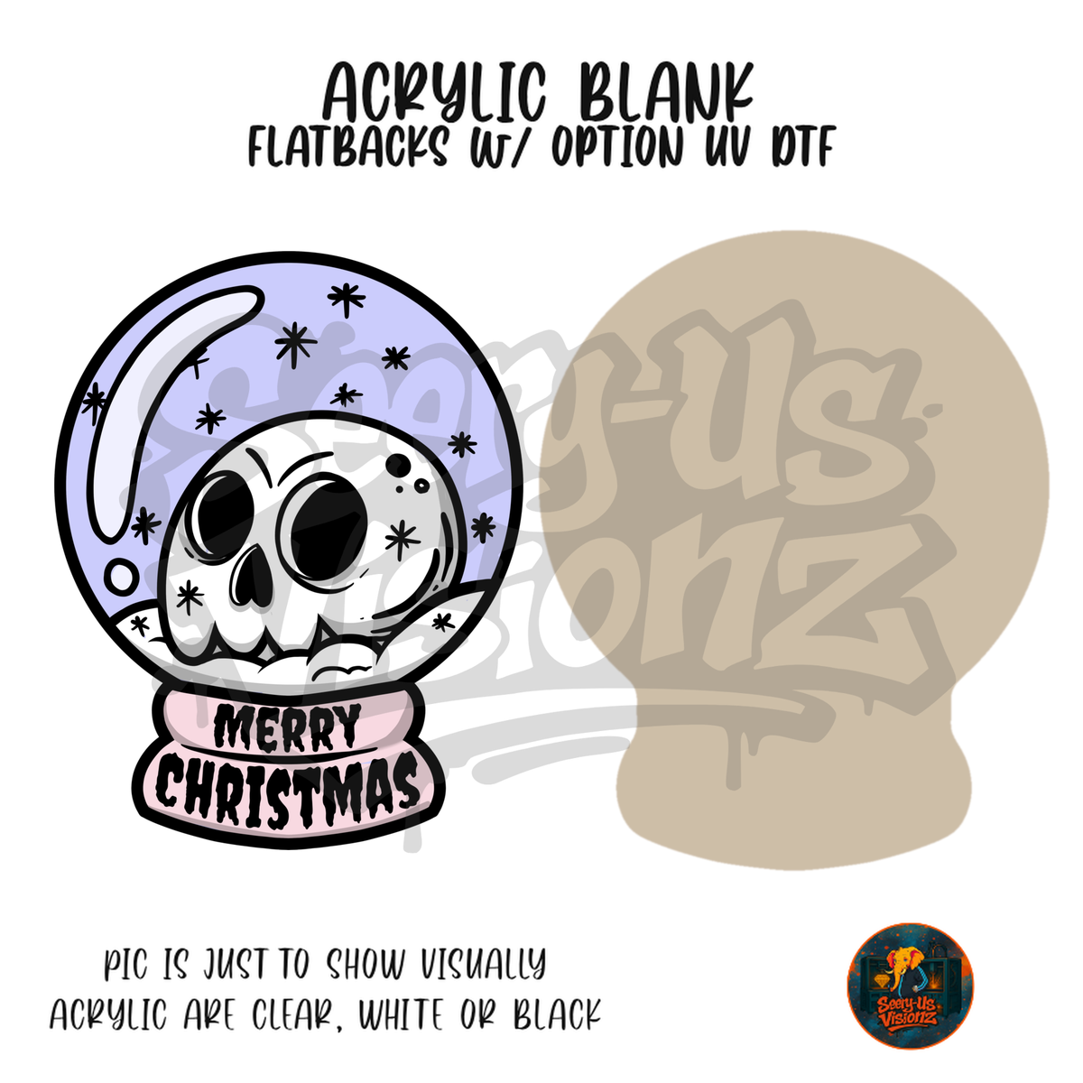 Merry Christmas Skull Globe acrylic blank, Acrylic & UV DTF Print