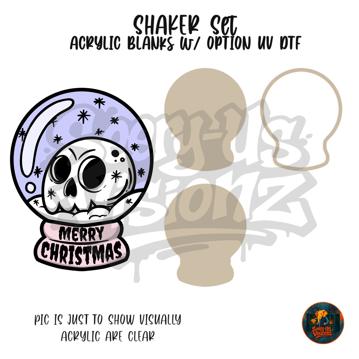 Merry Christmas Skull Globe shaker set acrylic blanks