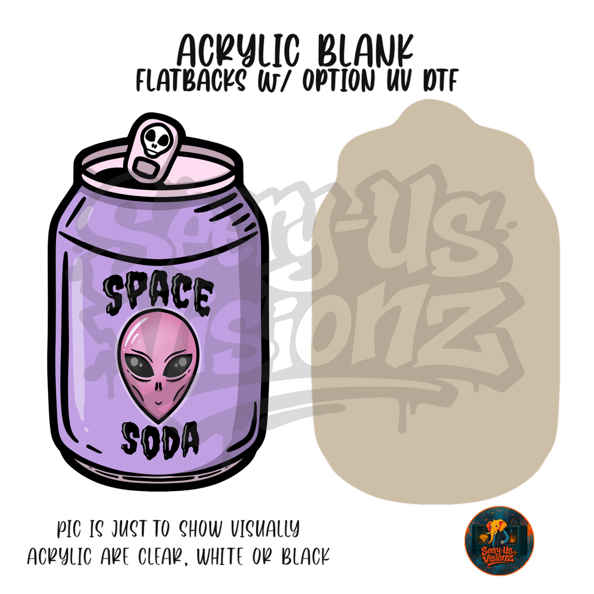 Space Soda Alien Can acrylic blank, Acrylic & UV DTF Print