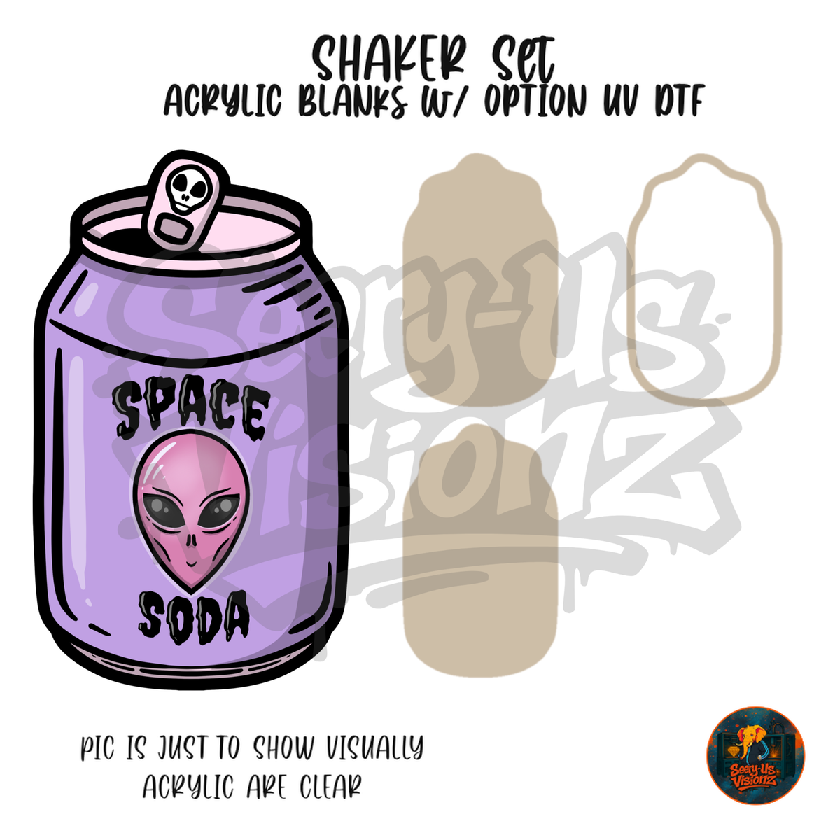 Space Soda Alien Can shaker set acrylic blanks