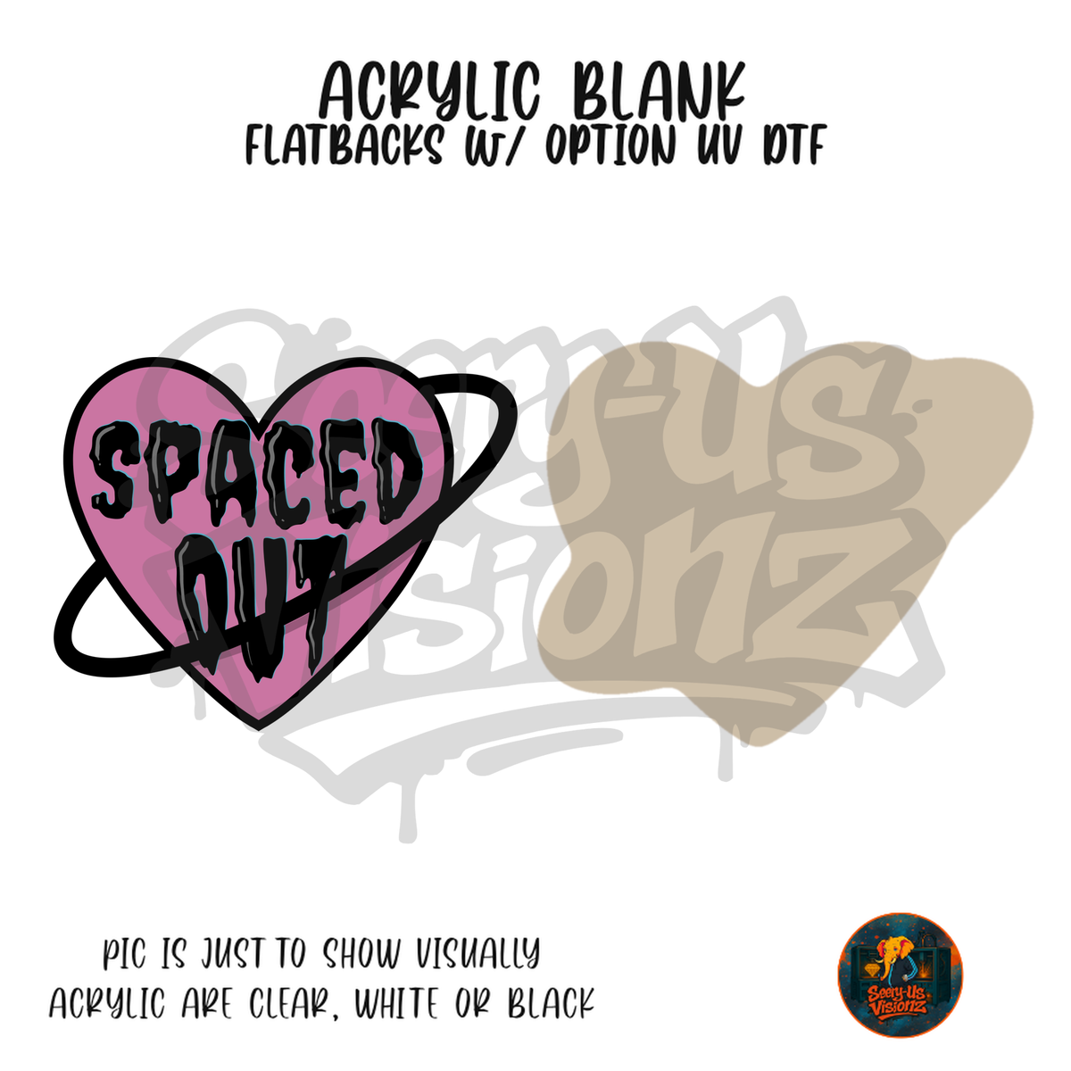 Spaced Out Heart acrylic blank, Acrylic & UV DTF Print