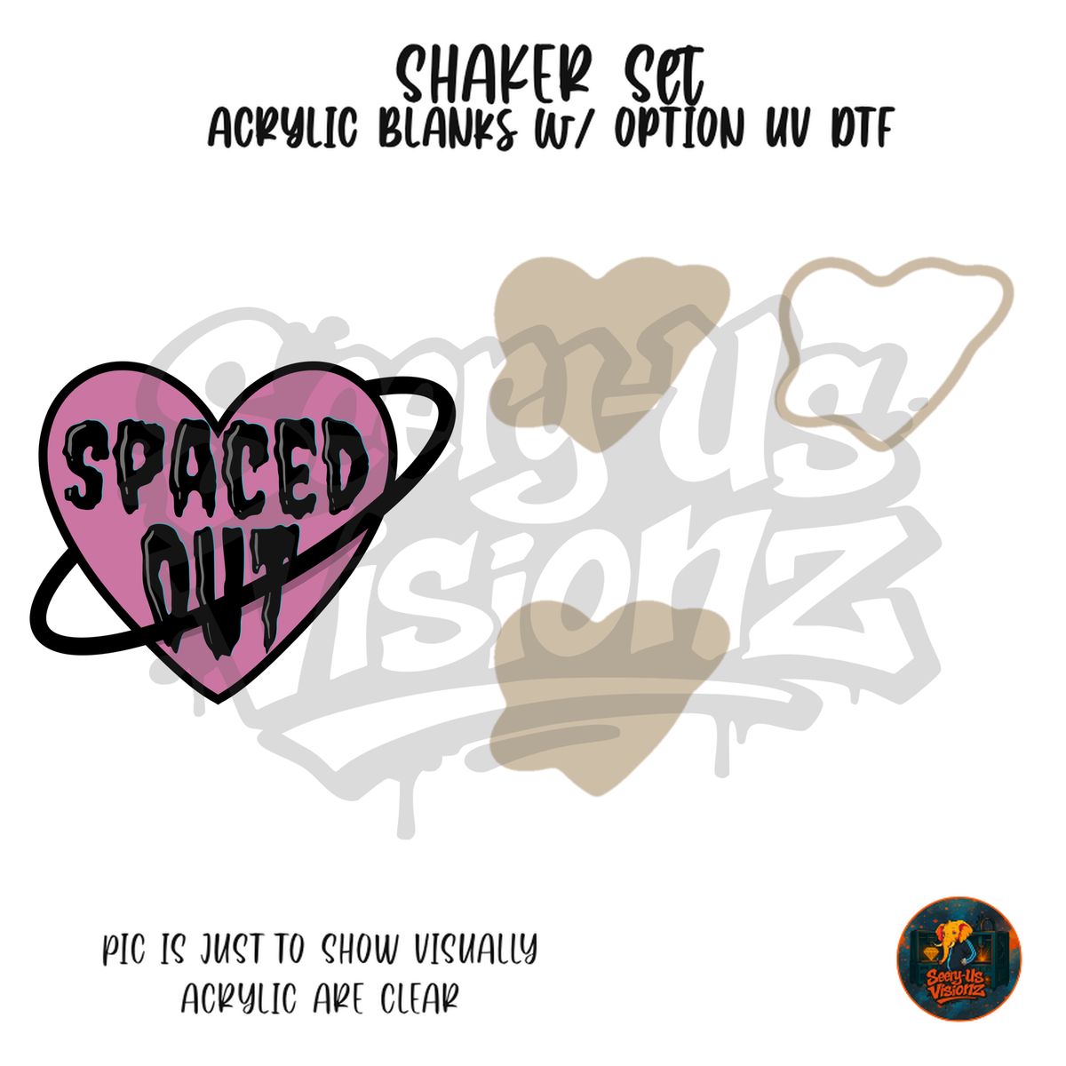 Spaced Out Heart shaker set acrylic blanks