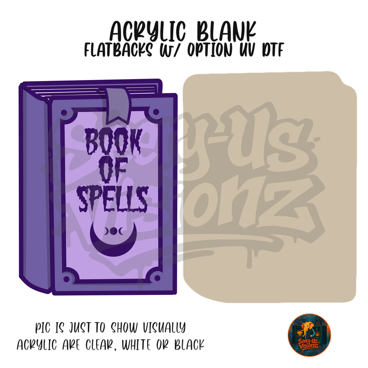 Purple Book Of Spells acrylic blank, Acrylic & UV DTF Print