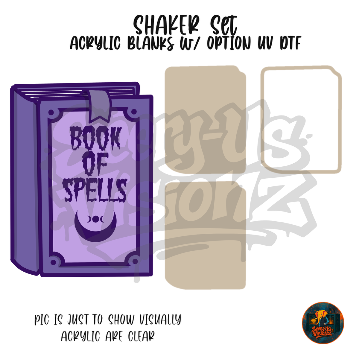 Purple Book Of Spells shaker set acrylic blanks