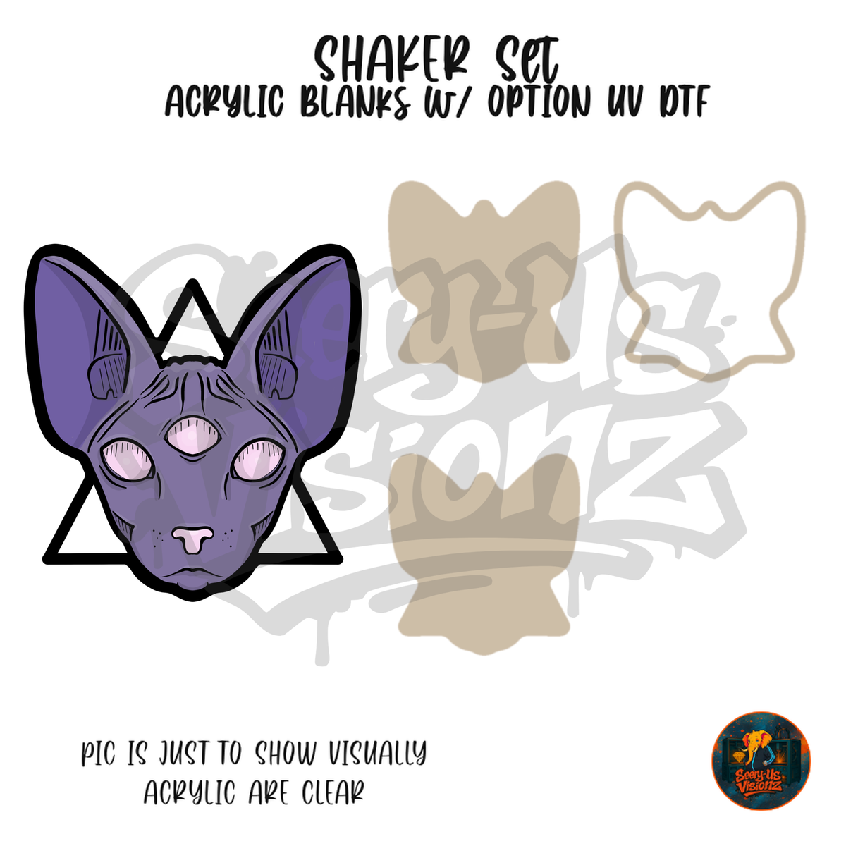 Third Eye Sphynx Cat shaker set acrylic blanks