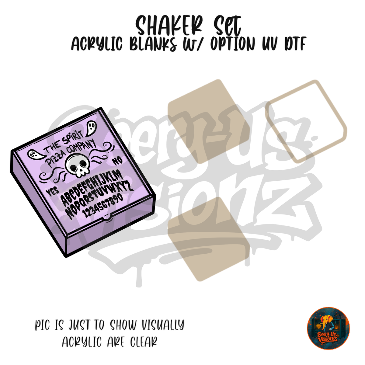 Spirit Board Pizza Box shaker set acrylic blanks