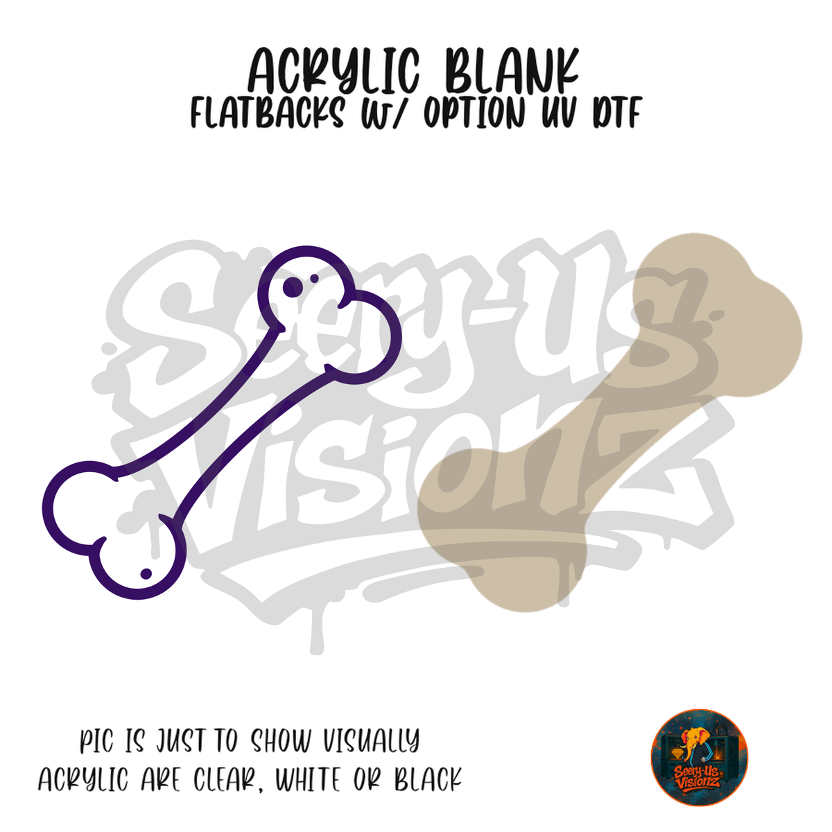 Purple Outline Bone acrylic blank, Acrylic & UV DTF Print