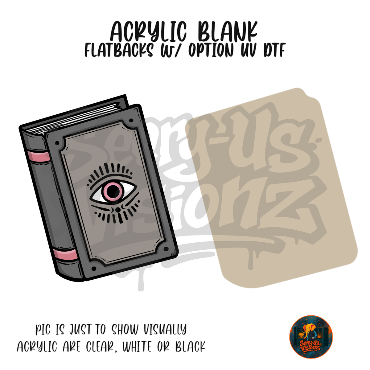 Grey Eye Spellbook acrylic blank, Acrylic & UV DTF Print