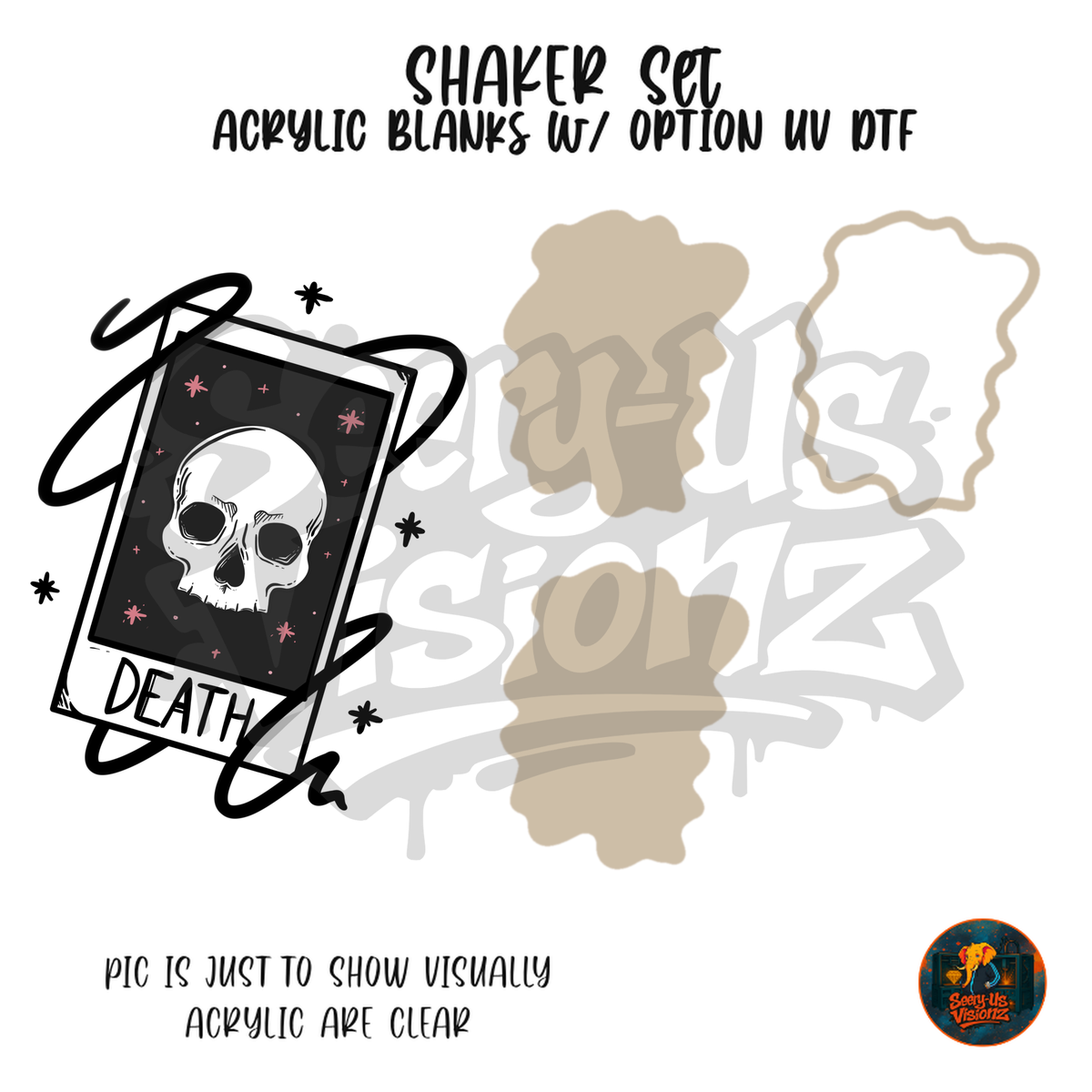 Death Skull Tarot shaker set acrylic blanks