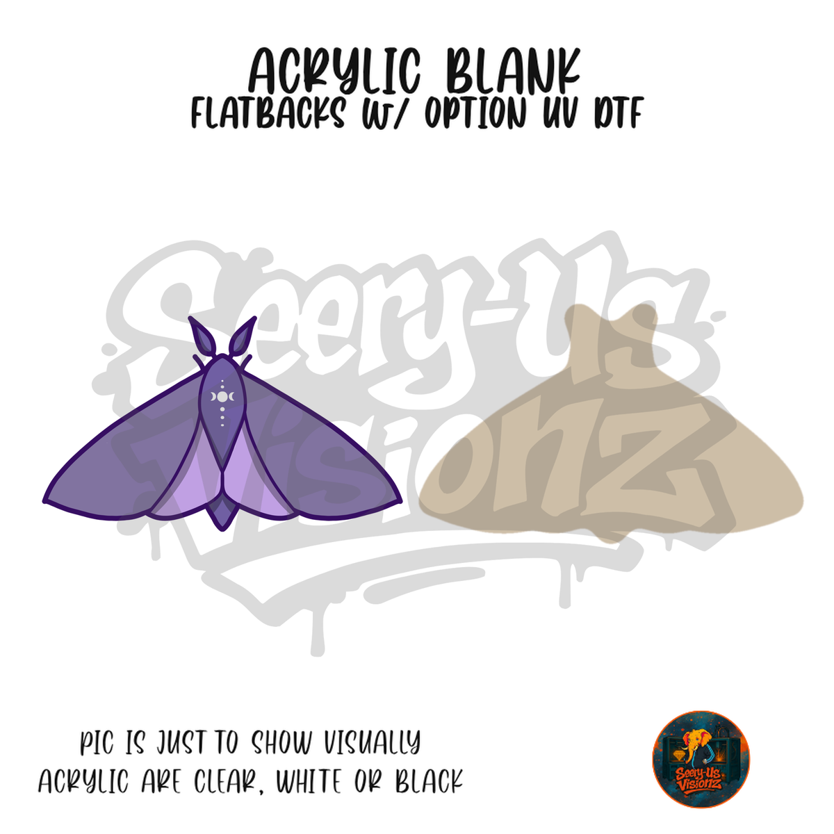 Lavender Moth Silhouette acrylic blank, Acrylic & UV DTF Print
