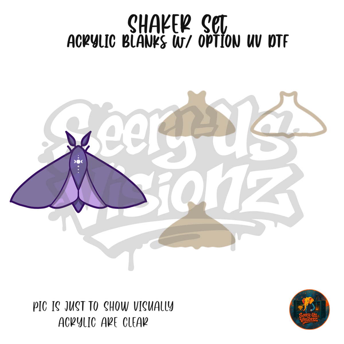 Lavender Moth Silhouette shaker set acrylic blanks