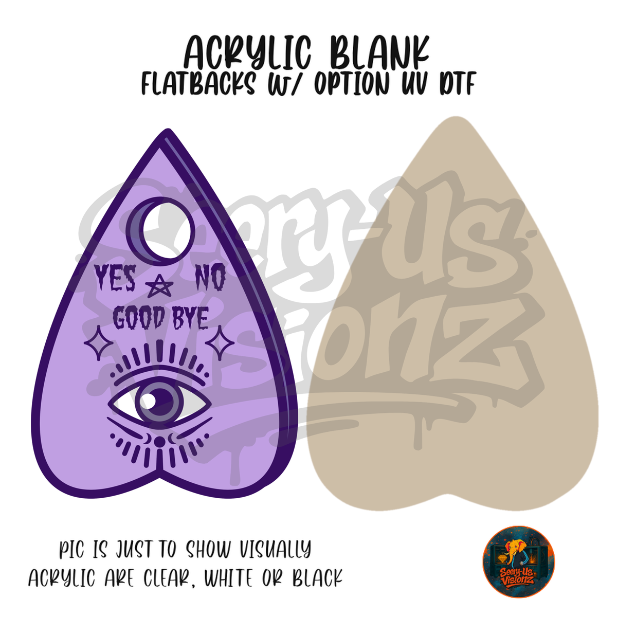 Purple Eye Planchette acrylic blank, Acrylic & UV DTF Print