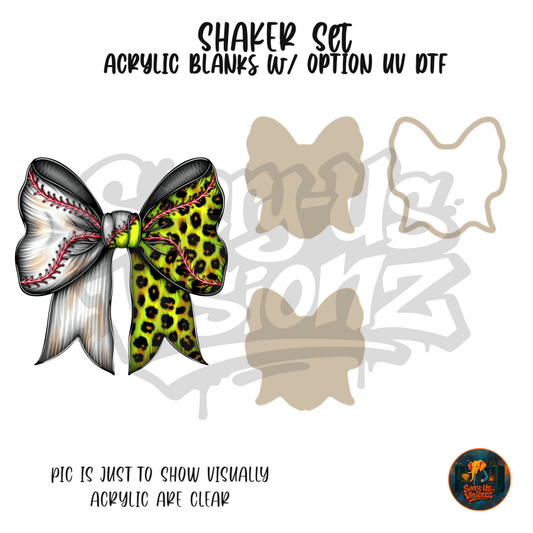 Baseball Cheetah Bow shaker set acrylic blanks