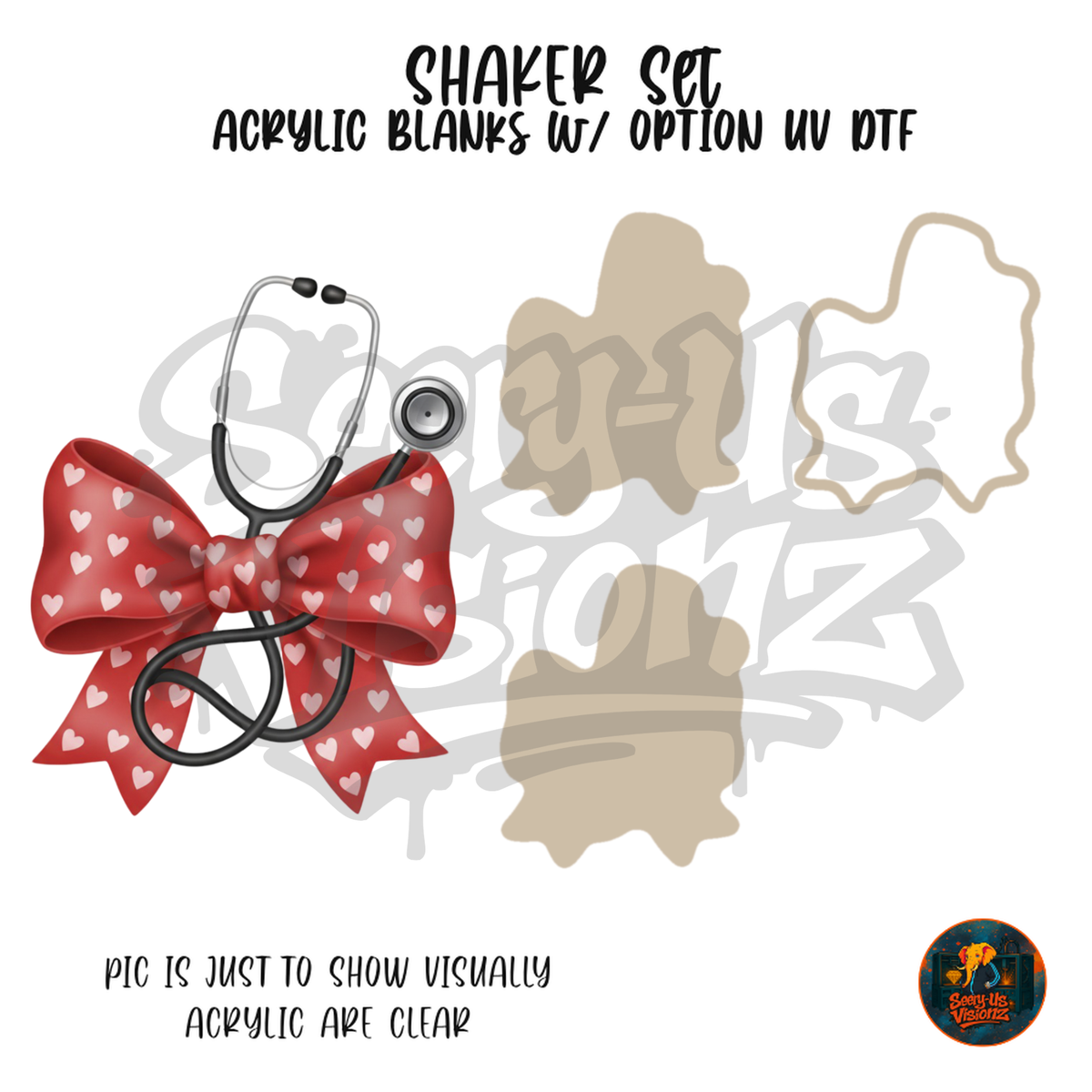 Stethoscope Heart Bow shaker set acrylic blanks
