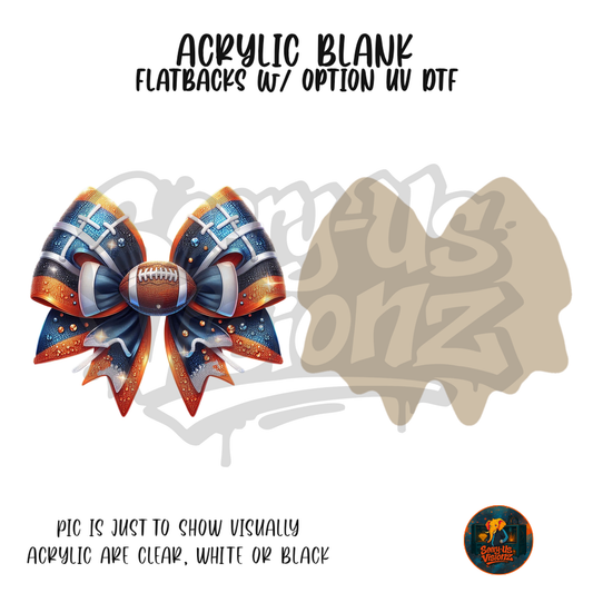 Orange Blue Sport Bow acrylic blank, Acrylic & UV DTF Print