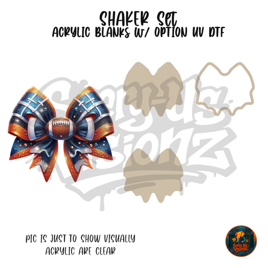 Orange Blue Sport Bow shaker set acrylic blanks