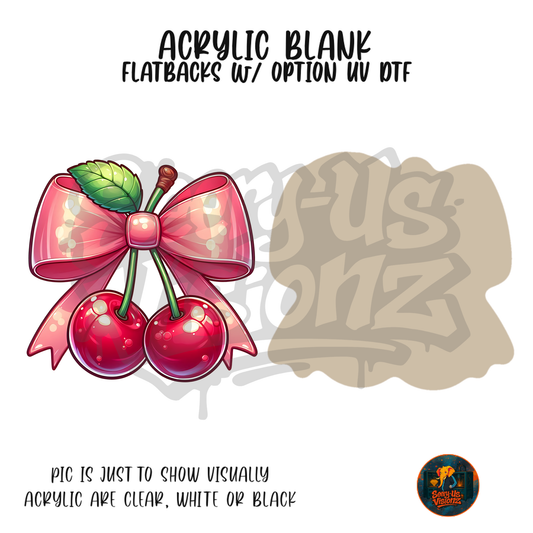 Pink Cherry Bow acrylic blank, Acrylic & UV DTF Print