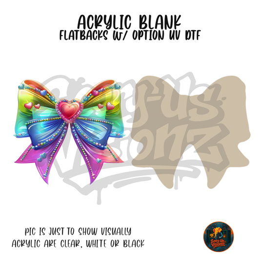 Rainbow Heart Bow acrylic blank, Acrylic & UV DTF Print