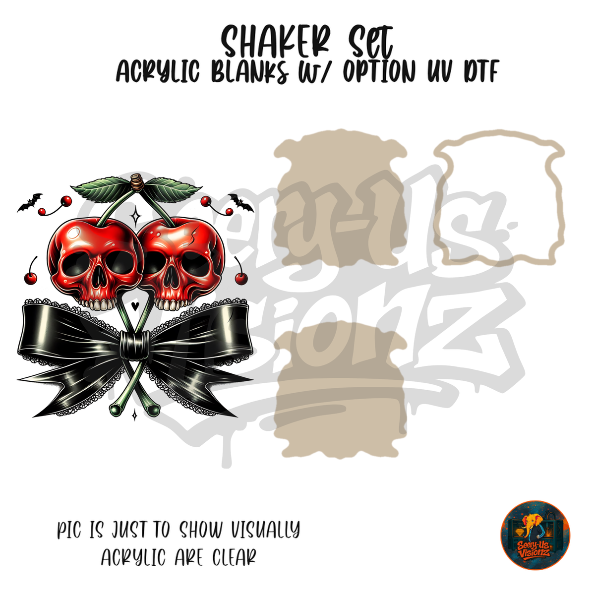 Cherry Skulls Black Bow shaker set acrylic blanks
