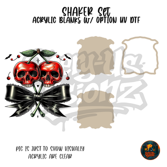 Cherry Skulls Black Bow shaker set acrylic blanks
