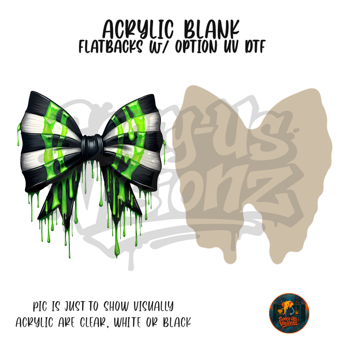 Green Drip Striped Bow acrylic blank, Acrylic & UV DTF Print
