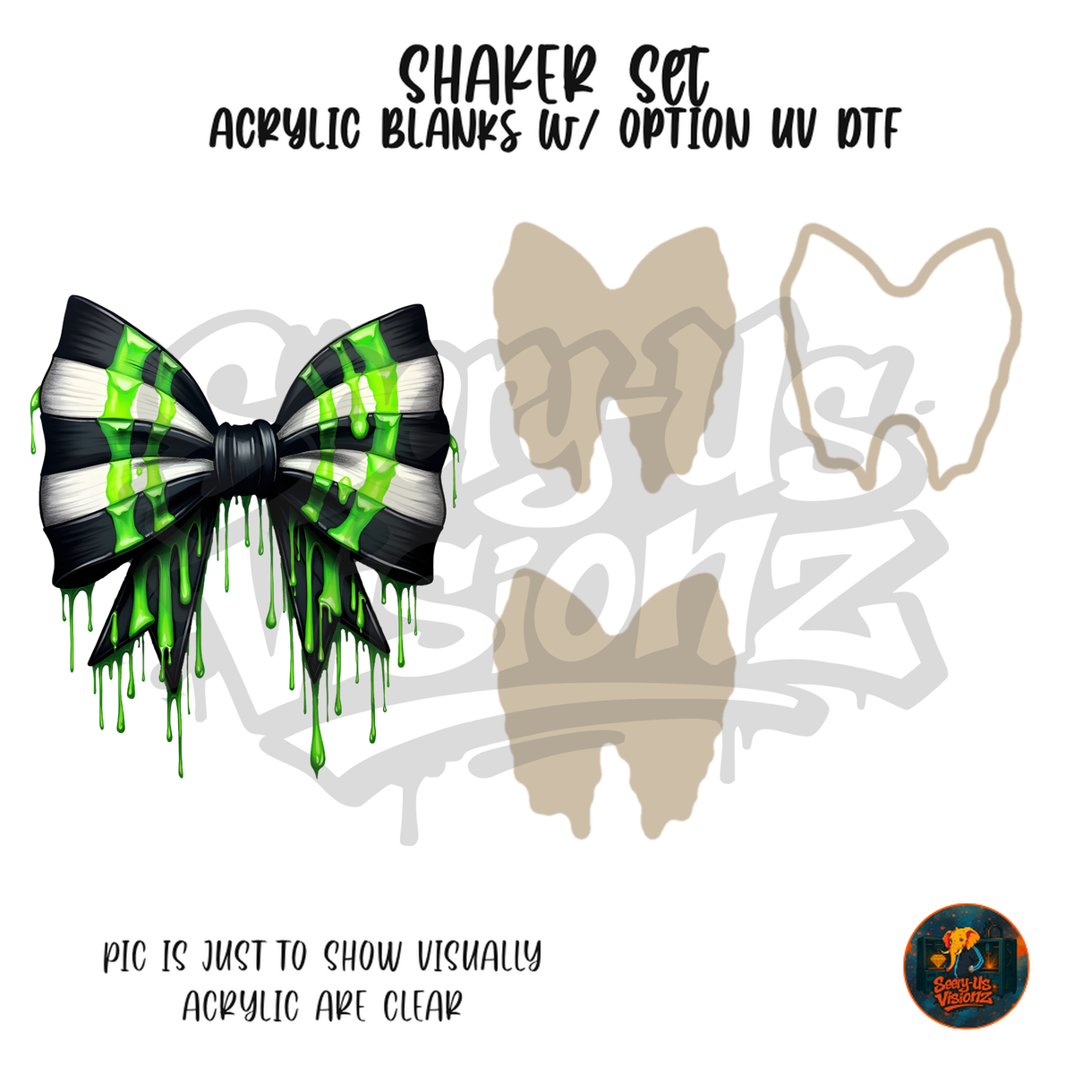 Green Drip Striped Bow shaker set acrylic blanks
