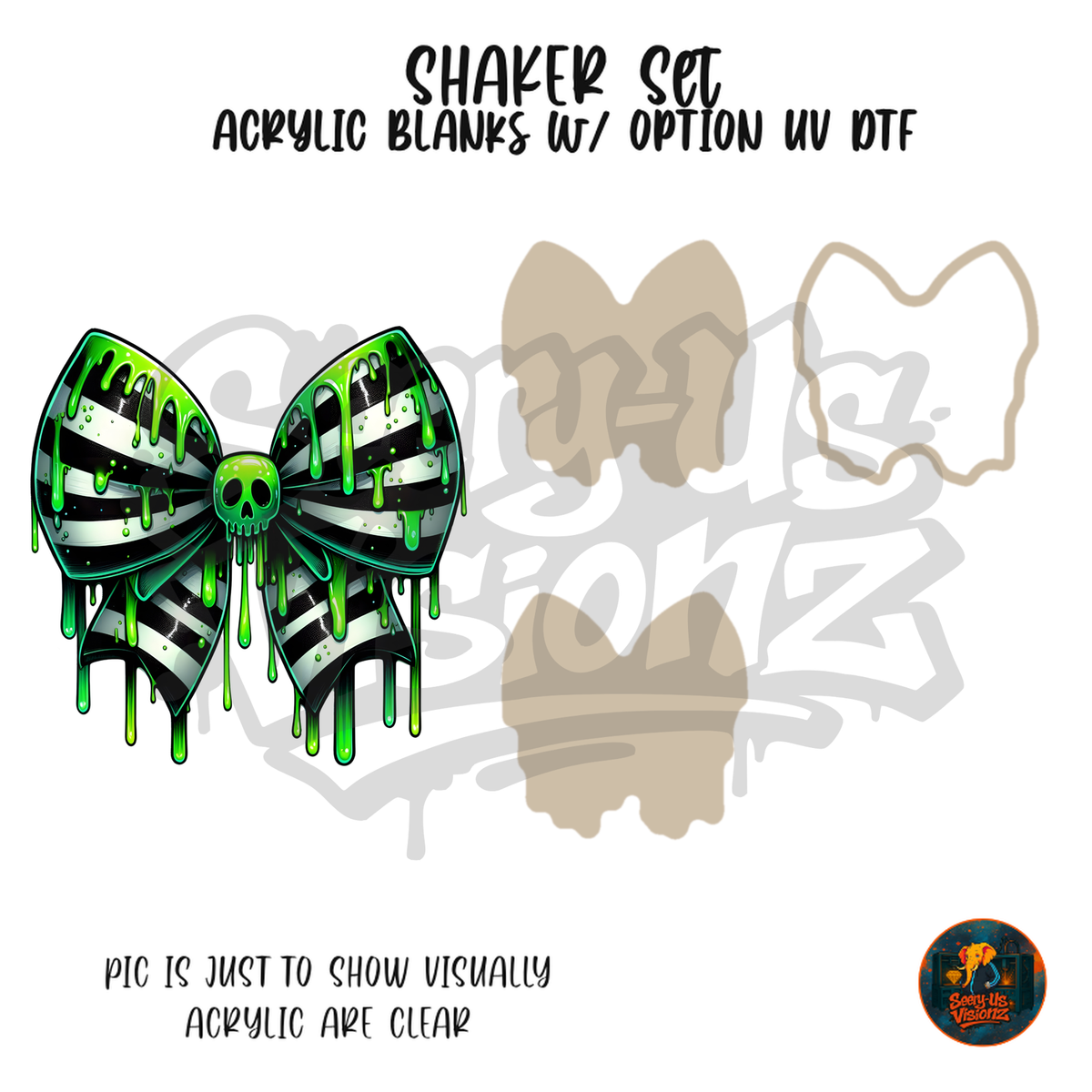 Green Skull Dripping Bow shaker set acrylic blanks