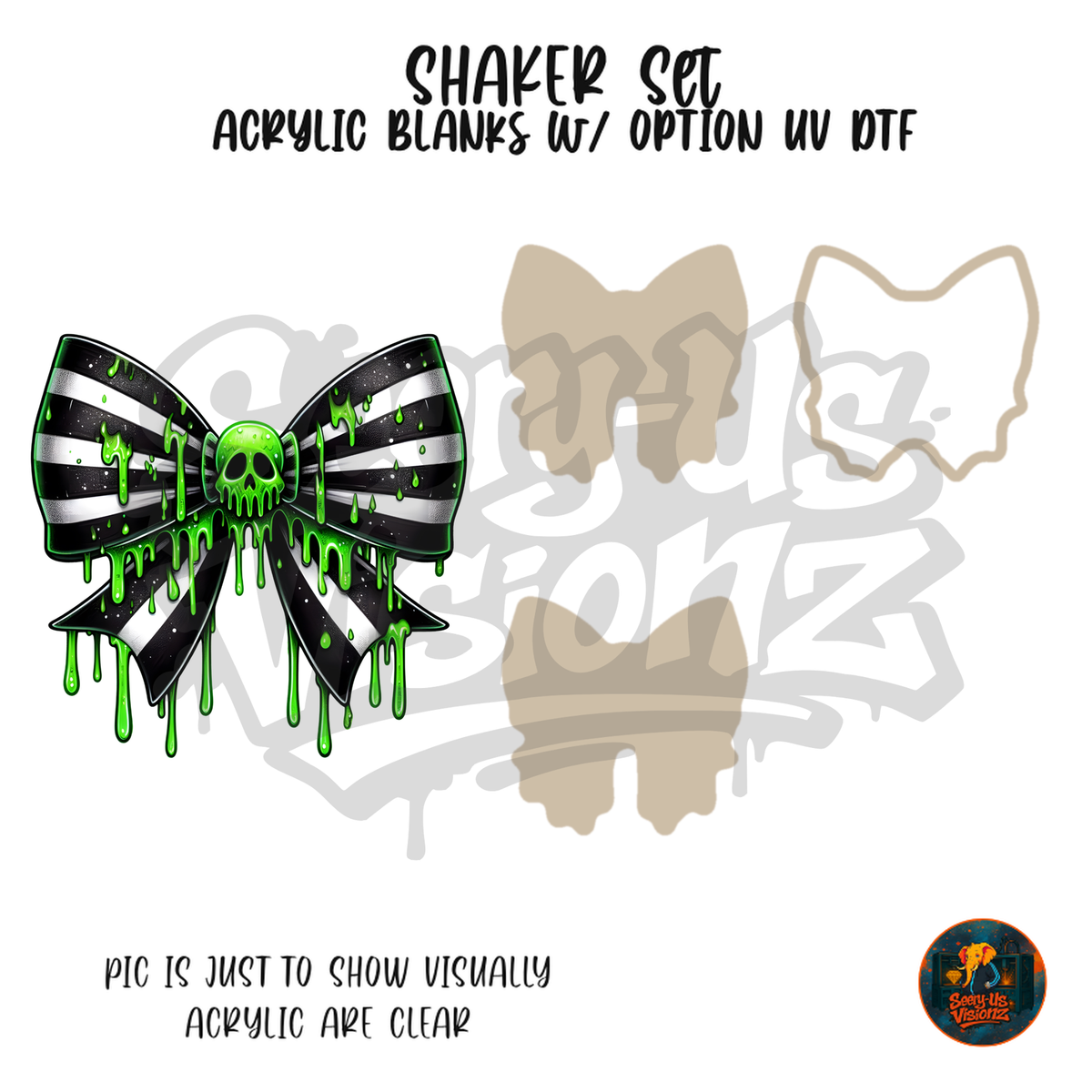 Toxic Skull Stripe Bow shaker set acrylic blanks