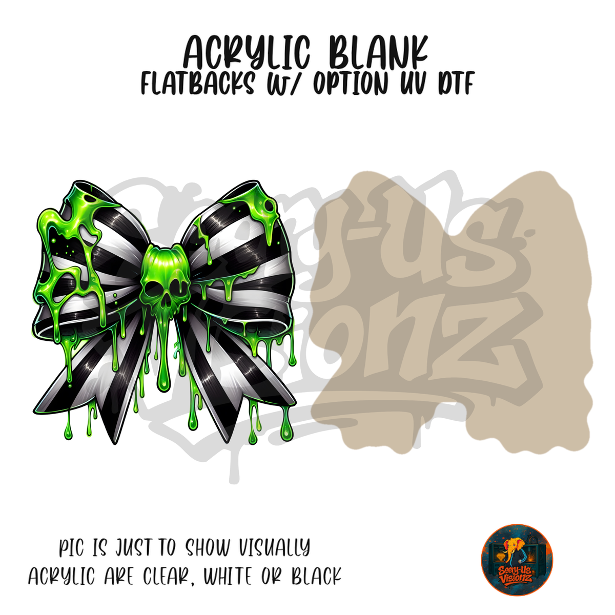 Oozing Slime Stripe Bow acrylic blank, Acrylic & UV DTF Print