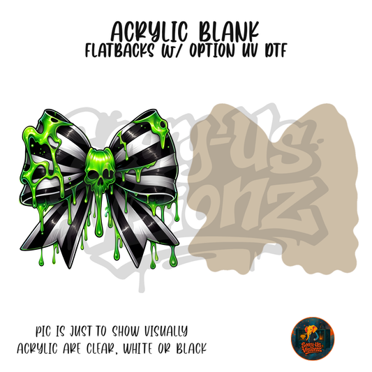 Oozing Slime Stripe Bow acrylic blank, Acrylic & UV DTF Print