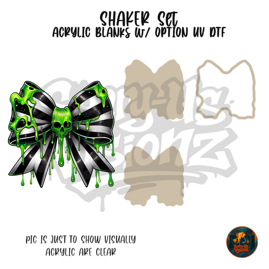 Oozing Slime Stripe Bow shaker set acrylic blanks