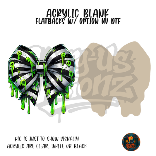 Skull Print Striped Bow acrylic blank, Acrylic & UV DTF Print