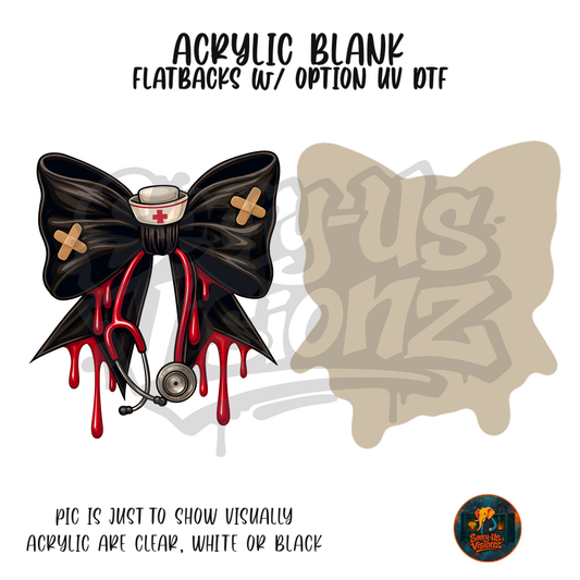 Spooky Nurse Bow acrylic blank, Acrylic & UV DTF Print