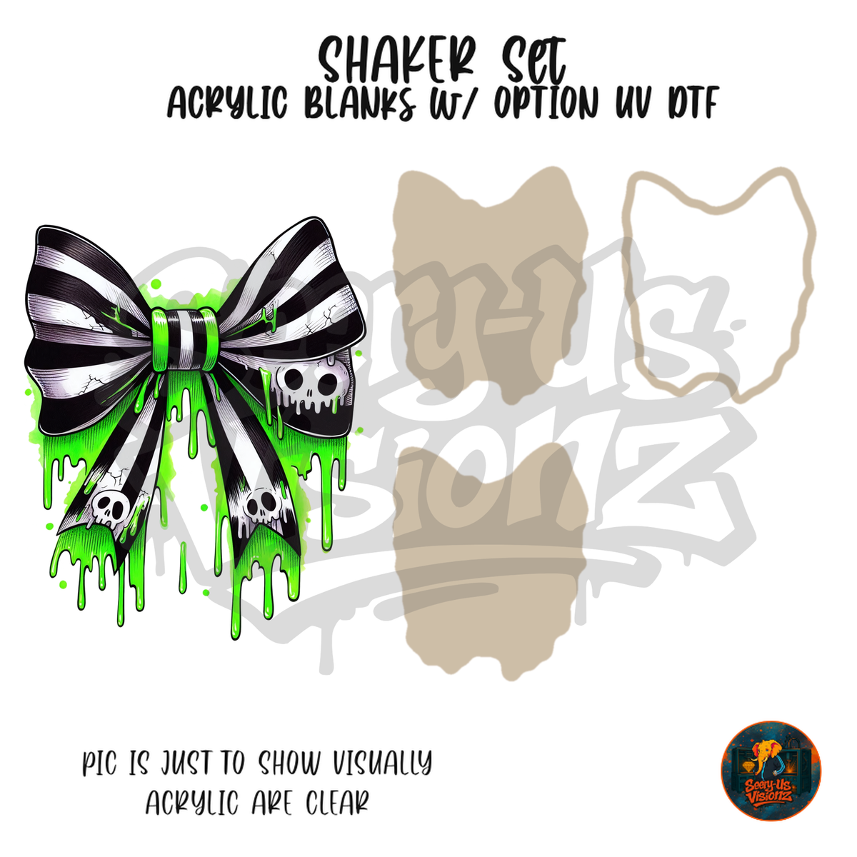 Skull Tails Striped Bow shaker set acrylic blanks