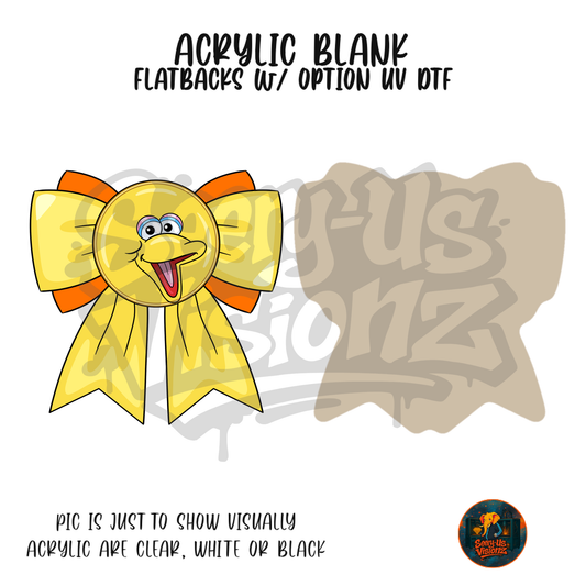 Big Yellow Bird Bow acrylic blank, Acrylic & UV DTF Print