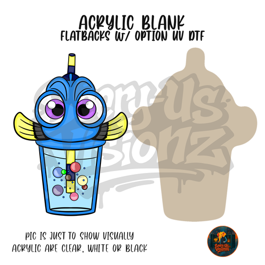 Blue Fish Friend Cup acrylic blank, Acrylic & UV DTF Print
