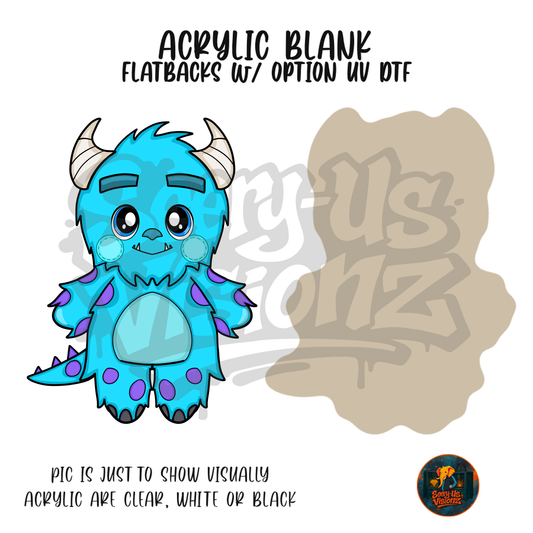 Blue Furry Monster acrylic blank, Acrylic & UV DTF Print