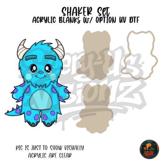 Blue Furry Monster shaker set acrylic blanks