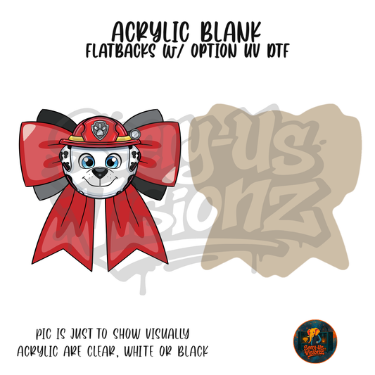 Fire Pup Bow acrylic blank, Acrylic & UV DTF Print
