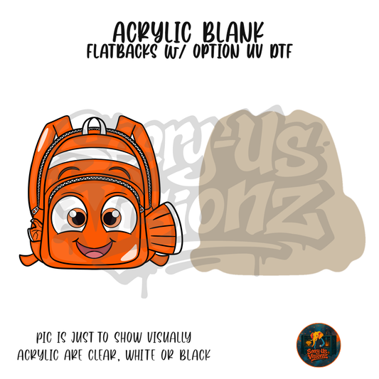 Orange Clownfish Backpack acrylic blank, Acrylic & UV DTF Print