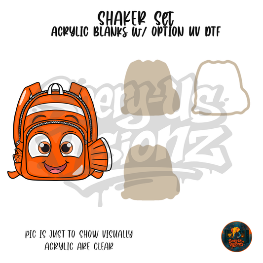 Orange Clownfish Backpack shaker set acrylic blanks